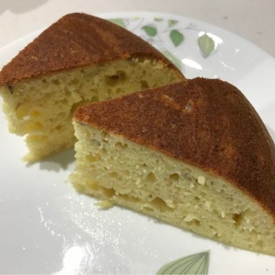 ホットクックのホットケーキの２切れの写真